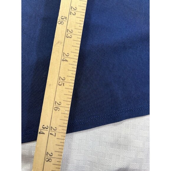 Chico’s Travelers Blue Jersey Knit Asymmetrical Ruched Hem Tunic Chico’s Size 0 - Picture 6 of 14